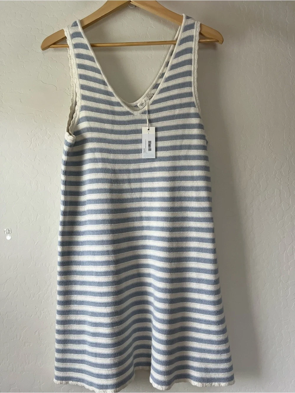 NWT Rylee + Cru Blue and White Striped Knit Mini Dress - Picture 3 of 7